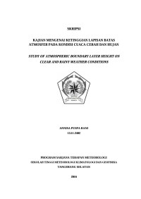 Image of KAJIAN MENGENAI KETINGGIAN LAPISAN BATAS
ATMOSFER PADA KONDISI CUACA CERAH DAN HUJAN
