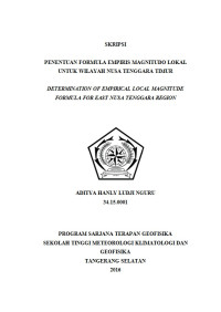 Image of PENENTUAN FORMULA EMPIRIS MAGNITUDO LOKAL
UNTUK WILAYAH NUSA TENGGARA TIMUR