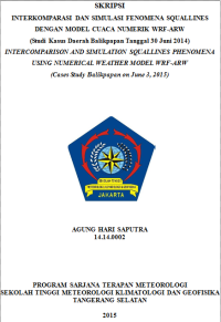 Image of INTERKOMPARASI DAN SIMULASI FENOMENA SQUALLINES DENGAN MODEL CUACA NUMERIK WRF-ARW
(Studi Kasus Daerah Balikpapan Tanggal 30 Juni 2014)
INTERCOMPARISON AND SIMULATION SQUALLINES PHENOMENA USING NUMERICAL WEATHER MODEL WRF-ARW
(Cases Study Balikpapan on