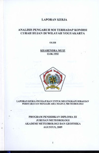 Image of Analisis Pengaruh SOI Terhadap Kondisi Curah Hujan di Wilayah Yogyakarta