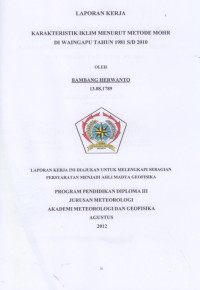 Image of KARAKTERISTIK IKLIM MENURUT METODE MOHR  
DI WAINGAPU (1981 – 2010)
