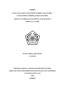 Image of RANCANG BANGUN TRANSFER LISTRIK TANPA KABEL UNTUK MODUL PEMBELAJARAN DI STMKG