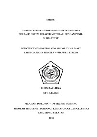 Image of ANALISIS PERBANDINGAN EFISIENSI PANEL SURYA BERBASIS SISTEM PELACAK MATAHARI DENGAN PANEL SURYA TETAP