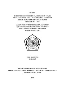 Image of KAITAN BORNEO VORTEX DAN SERUAKAN UTARA LINTAS EKUATOR SERTA PENGARUHNYA TERHADAP CURAH HUJAN DI KALIMANTAN BARAT PERIODE 2012-2017
