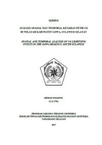 Image of ANALISIS SPASIAL DAN TEMPORAN TINGKAT ANCAMAN SAMBARAN PETIR CG (2010 – 2016) DI WILAYAH KABUPATEN GOWA, SULAWESI SELATAN