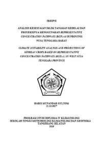 Image of Analisis Kesesuaian Iklim Tanaman Kedelai Dan Proyeksinya Menggunakan Representative Concentration Pathways (Rcp) 4.5 Di Provinsi Nusa Tenggara Barat