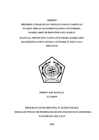 Image of Prediksi Curah Hujan Menggunakan Jaringan Syaraf Tiruan Backpropagation Levenberg-Marquardt di Provinsi Jawa Barat