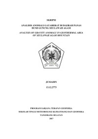 Image of ANALISIS ANOMALI GAYABERAT DI DAERAH PANAS
BUMI GUNUNG SEULAWAH AGAM