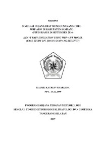 Image of SIMULASI HUJAN LEBAT MENGGUNAKAN MODEL
WRF-ARW DI KABUPATEN SAMPANG
(STUDI KASUS 24 SEPTEMBER 2016)