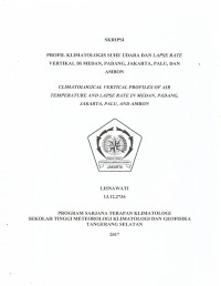 Image of PROFIL KLIMATOLOGIS SUHU UDARA DAN LAPSE RATE VERTIKAL DI MEDAN, PADANG, JAKARTA, PALU, DAN AMBON