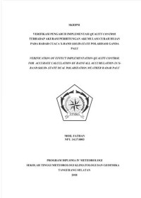 Image of VERIFIKASI PENGARUH IMPLEMENTASI QUALITY CONTROL TERHADAP AKURASI PERHITUNGAN AKUMULASI CURAH HUJAN PADA RADAR CUACA X-BAND SOLID STATE POLARISASI GANDA PALU