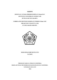 Image of HUBUNGAN ANTARA PERIODE DOMINAN (Tdom) DAN KECEPATAN GELOMBANG GESER (Vs30) DI WILAYAH YOGYAKARTA