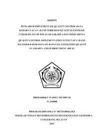 Image of PENGARUH IMPLEMENTASI QUALITY CONTROL DATA RADAR CUACA C-BAND TERHADAP KUALITAS ESTIMASI CURAH HUJAN DI WILAYAH JAKARTA DAN SEKITARNYA