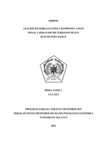 Image of Analisis Keterkaitan Pola Komponen Angin Zonal Lapisan 850 MB Terhadap Hujan Di Sumatera Barat