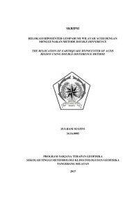 Image of Relokasi Hiposenter Gempabumi Wilayah Aceh Dengan Menggunakan Metode Double-Difference