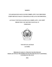 Image of UJI AKURASI DATA REANALYSIS CHIRPS, GPCC DAN
PROYEKSI CMIP5 MENGGUNAKAN CURAH HUJAN 
BULANAN DI INDONESIA