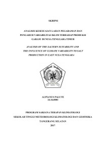 Image of ANALISIS KESESUAIAN LAHAN PEGARAMAN DAN PENGARUH VARIABILITAS IKLIM TERHADAP PRODUKSI GARAM DI NUSA TENGGARA TIMUR