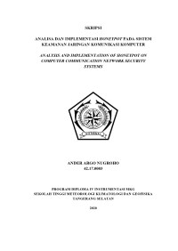 Image of Analisa Dan Implementasi Honeypot Pada Sistem Keamanan Jaringan Komunikasi Komputer