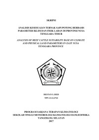 Image of ANALISIS KESESUAIAN TERNAK SAPI POTONG BERBASIS PARAMETER IKLIM DAN FISIK LAHAN DI PROVINSI NUSA TENGGARA TIMUR
