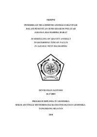 Image of PEMODELAN TIGA DIMENSI ANOMALI GRAVITASI DALAM PENENTUAN JENIS SESAR DI WILAYAH JAILOLO, HALMAHERA BARAT