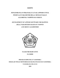 Image of PENGEMBANGAN PERANGKAT LUNAK APPOSH UNTUK PEMETAAN PARAMETER HILAL MENGGUNAKAN ALGORITMA VSOP87D DAN MEEUS