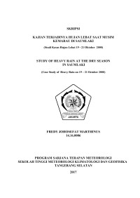 Image of KAJIAN TERJADINYA HUJAN LEBAT SAAT MUSIM KEMARAU DI SAUMLAKI (Studi Kasus Hujan Lebat 19 - 21 Oktober  2000)