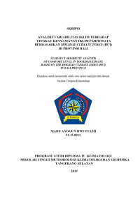 Image of ANALISIS VARIABILITAS IKLIM TERHADAP
 TINGKAT KENYAMANAN IKLIM PARIWISATA 
BERDASARKAN HOLIDAY CLIMATE INDEX (HCI) 
DI PROVINSI BALI