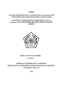 Image of Analisis Karakter Sinyal Anomali Ultra Low Frequency (ULF) Untuk Prekusor Gempa Bumi di Wilayah Sumatra