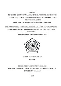Image of Pengaruh Ketinggian Lapisan Batas Atmosfer dan Kondisi Stabilitas Atmosfer Terhadap Konsentrasi Particulate Matter di Jakarta (Studi Kasus Cuti Bersama Hari Raya Idul Fitri Tahun 2018)