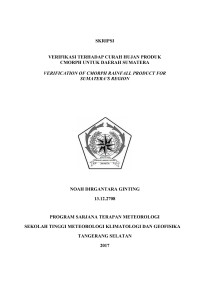 Image of VERIFIKASI TERHADAP CURAH HUJAN PRODUK CMORPH UNTUK DAERAH SUMATERA