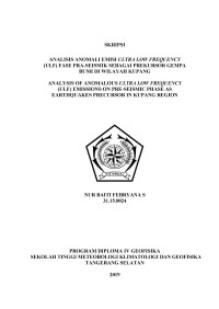 Image of Analisis Anomali Emisi Ultra Low Frequency (ULF) Fase Pra-Seismik Sebagai Prekursor Gempa Bumi di Wilayah Kupang