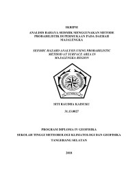 Image of ANALISIS BAHAYA SEISMIK MENGGUNAKAN METODE PROBABILISTIK DI PERMUKAAN PADA DAERAH MAJALENGKA