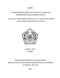 Image of ANALISIS POTENSI ENERGI ANGIN SEBAGAI ALTERNATIF 
SUMBER PEMBANGKIT LISTRIK DI KUPANG