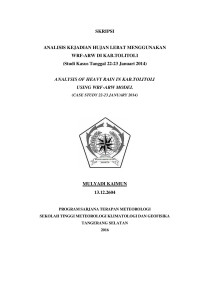 Image of ANALISIS KEJADIAN HUJAN MENGGUNAKAN WRF-ARW PADA HUJAN LEBAT DI KAB.TOLITOLI (Studi Kasus 22-23 JANUARI 2014 )