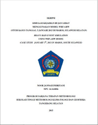 Image of JURNAL SIMULASI KEJADIAN HUJAN LEBAT
MENGGUNAKAN MODEL WRF-ARW 
(STUDI KASUS TANGGAL 5 JANUARI 2013 DI MAROS, SULAWESI SELATAN)