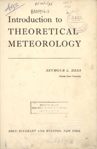 Image of Introduction to Theoretical Meteorolgy
