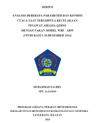 Image of JURNAL ANALISIS  KONDISI CUACA SAAT TERJADINYA KECELAKAAN PESAWAT AIRASIA QZ8501 MENGGUNAKAN MODEL WRF - ARW
(STUDI KASUS 28 DESEMBER 2014)