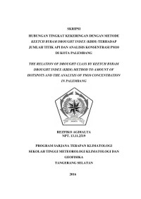 Image of Hubungan Tingkat Kekeringan Dengan Metode Keetch Byram Drought Index (KBDI)  Terhadap Jumlah Titik Api dan Analisis Konsentrasi PM10 di Kota Palembang