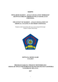 Image of PENGARUH MADDEN – JULIAN OSCILLATION TERHADAP AKTIVITAS SIKLON TROPIS DI WILAYAH SELATAN INDONESIA