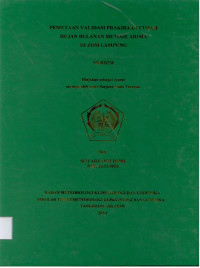 Image of PEMETAAN VALIDASI PRAKIRAAN CURAH
HUJAN BULANAN METODE ARIMA
DI ZOM LAMPUNG