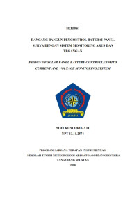 Image of RANCANG BANGUN PENGONTROL BATERAI PANEL SURYA DENGAN SISTEM MONITORING ARUS DAN TEGANGAN