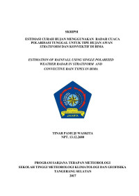 Image of ESTIMASI CURAH HUJAN MENGGUNAKAN  RADAR CUACA POLARISASI TUNGGAL UNTUK TIPE HUJAN AWAN STRATIFORM DAN KONVEKTIF DI BIMA