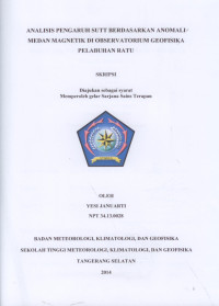 Image of ANALISIS PENGARUH SUTT BERDASARKAN ANOMALI
MEDAN MAGNETIK DI OBSERVATORIUM GEOFISIKA
PELABUHAN RATU