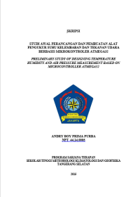 Image of Studi Awal Perancangan dan Pembuatan Alat Pengukur Suhu Kelembaban dan Tekanan Udara Berbasis Mikrokontoler Atmega32