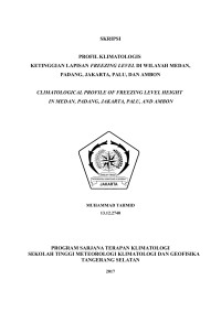 Image of PROFIL KLIMATOLOGIS KETINGGIAN LAPISAN FREEZING LEVEL DI WILAYAH MEDAN, PADANG, JAKARTA, PALU, DAN AMBON