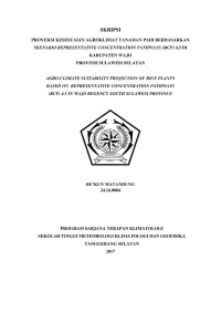 Image of PROYEKSI KESESUAIAN AGROKLIMAT TANAMAN PADI BERDASARKAN SKENARIO REPRESENTATIVE CONCENTRATION PATHWAYS (RCP) 4.5 DI KABUPATEN WAJO PROVINSI SULAWESI SELATAN