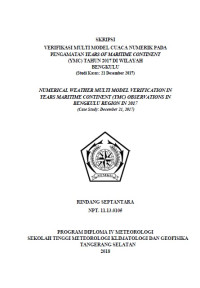 Image of VERIFIKASI MULTI MODEL CUACA NUMERIK PADA PENGAMATAN YEARS OF MARITIME CONTINENT (YMC) TAHUN 2017 DI WILAYAH BENGKULU