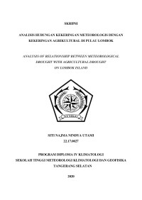 Image of Analisis Hubungan Kekeringan Meteorologis dan Kekeringan Agroklimatologis di Pulau Lombok