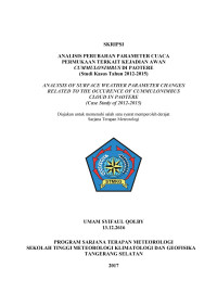 Image of ANALISIS PERUBAHAN PARAMETER CUACA PERMUKAAN TERKAIT KEJADIAN AWAN CUMMULONIMBUS DI PAOTERE (Studi Kasus Tahun 2012-2015)