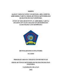 Image of JURNAL KAJIAN TAHANAN JENIS TANAH PADA AREA GEDUNG ADHI KRIDA TARUNA SEKOLAH TINGGI METEOROLOGI KLIMATOLOGI DAN GEOFISIKA